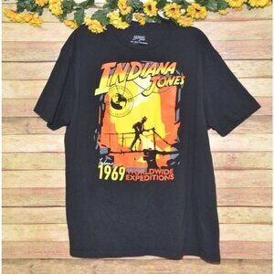 Indiana Jones Men's Black Retro Graphic T-Shirt Size 2XL 1969 Worldwide Expediti
